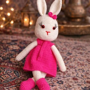 Organik El Örmesi Amigurumi Tavşan – Atkılı Uyku Arkadaşı Bebek Oyuncağı