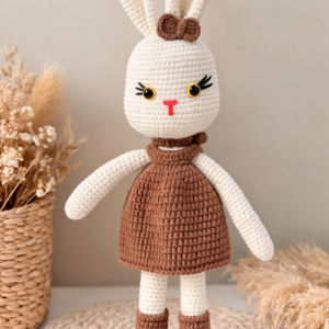 Organik El Örmesi Amigurumi Tavşan – Atkılı Uyku Arkadaşı Bebek Oyuncağı