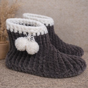 Ribat AVM El Yapımı Örgü Panduf – Yumuşak Peluş Ev Botu Kışlık Ev Terliği