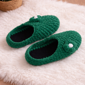 Ribat AVM El Yapımı Örgü Ev Terliği – Yumuşak Dokulu, Çiçek Detaylı, Konforlu Ev Terliği